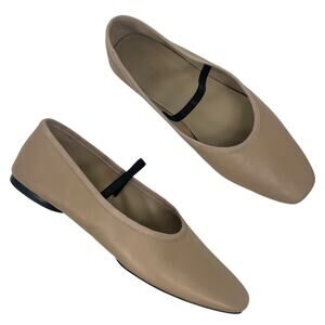 Vince Vivian Nappa Leather Mary Jane Flats Taupe Clay Size 8.5M